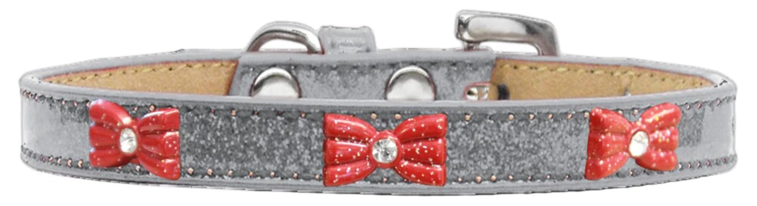 Dog, Puppy & Pet Widget Ice Cream Collar, Red Glitter Bow Pink 20