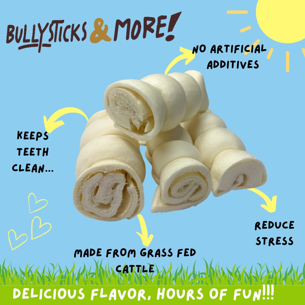 BULLYSTICKS & MORE 6 Inch Beef Cheek Rolls for Dogs (6 Extra Thick - 3 Count) - Beef Cheek Bones for Dogs - Dog Parents Choice -