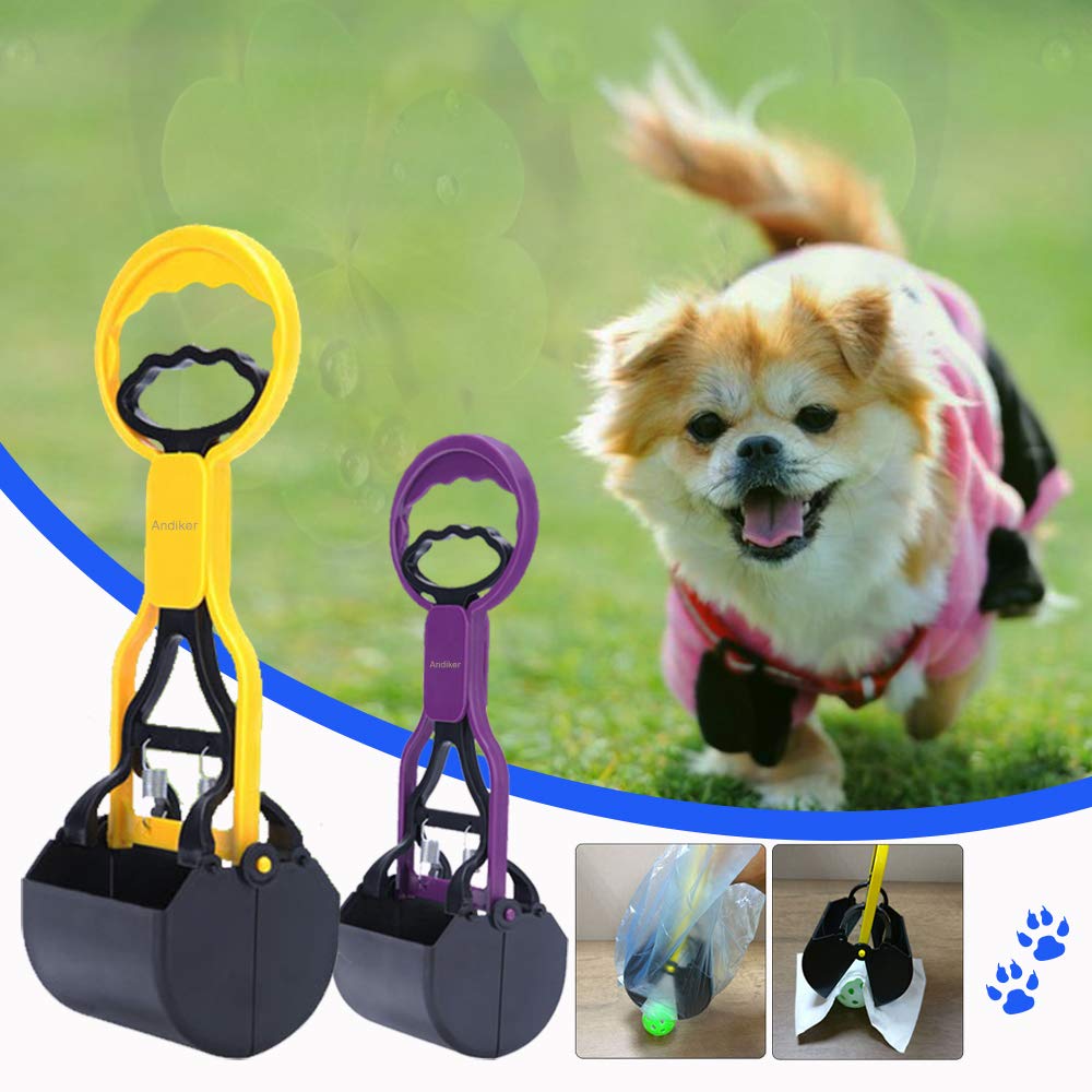 Andiker Pooper Scooper For Pets, Portable Pet Waste Scooper, Dog Jaw Scoop With Long Handle For Pet Waste Pick Up(Blue)