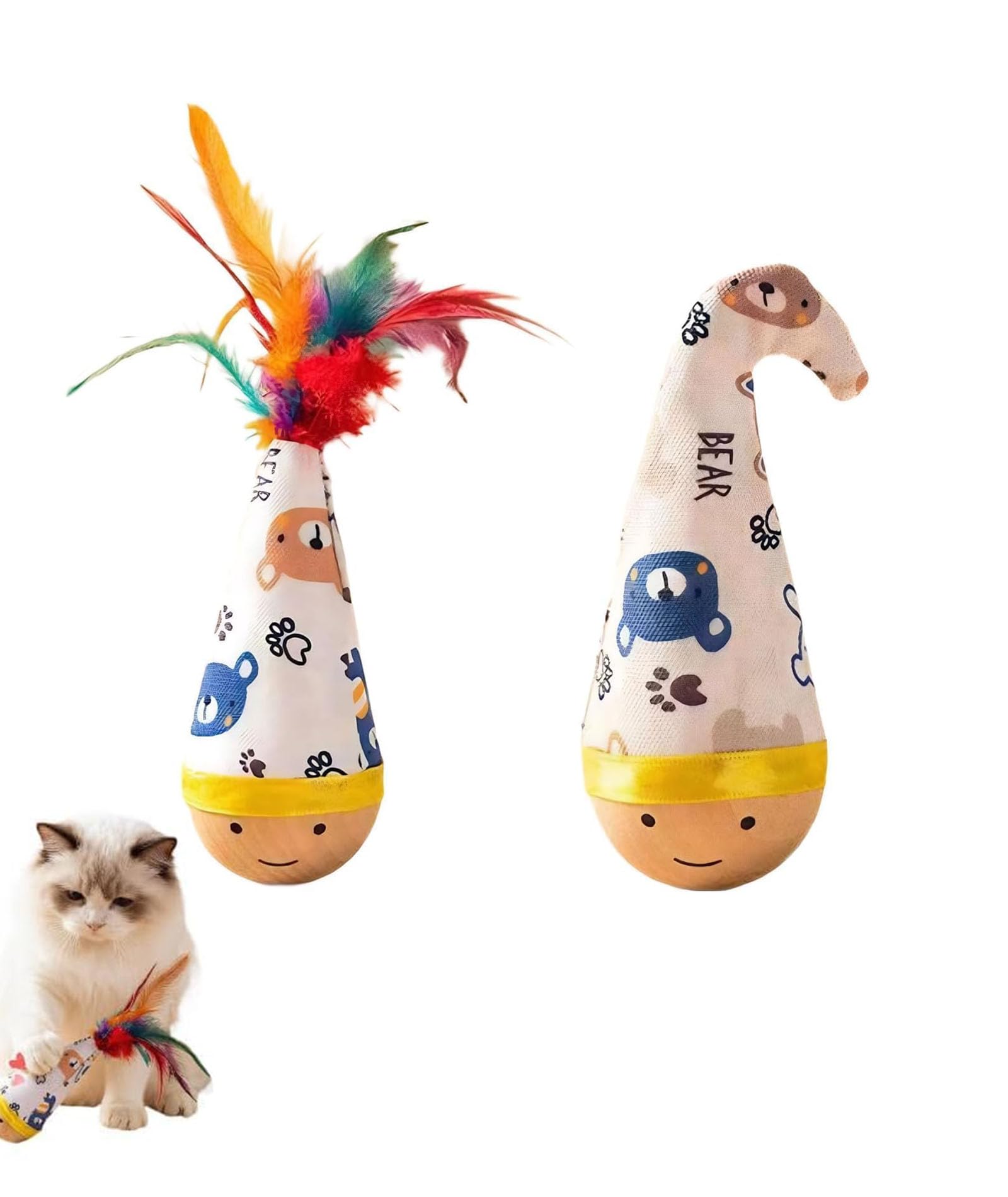 Mittijoy 2Pcs Cat Tools For Persian Cat, Interactive Set With Feather Wobbler And Twist Wobbler, Engaging Playthings For Indoor,