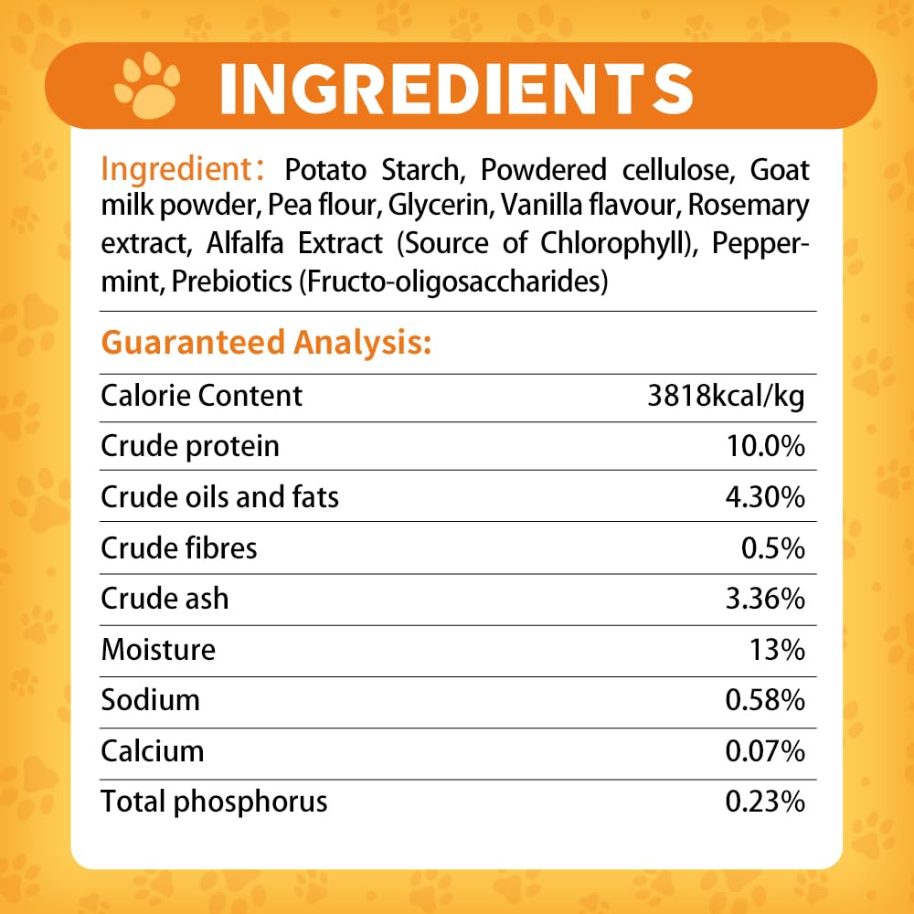 Dentalight Faywell Vital Fiber Wellbar Puppy Chew Treats, Contain Goat Milk Powder, Rich in Calcium and Protein, Soft Vanilla Te