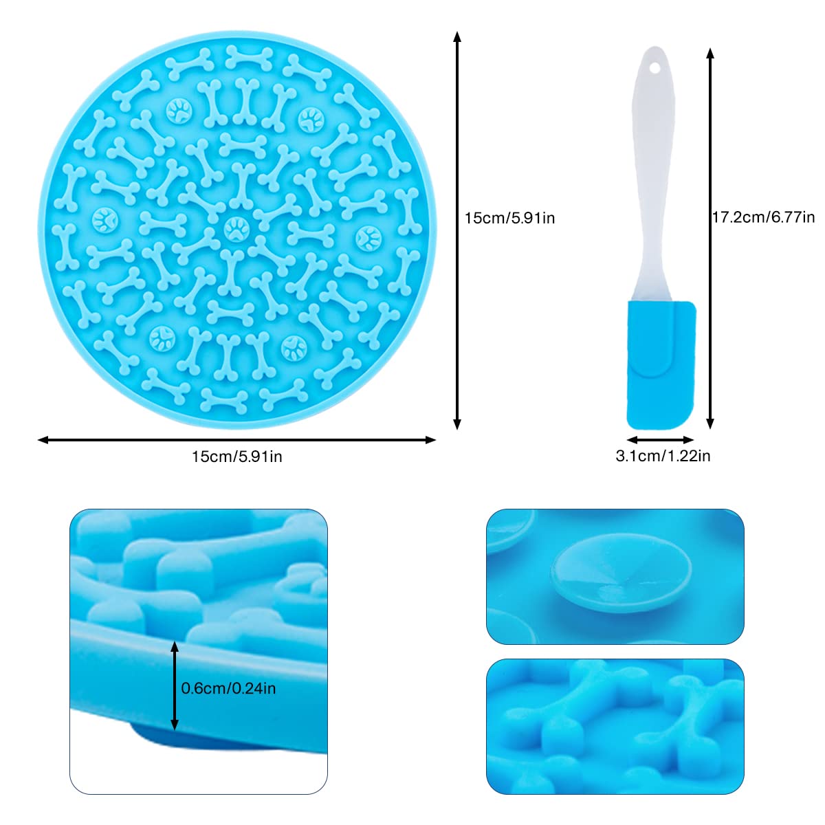 MooonGem Dog Lick Pad, Pet Bathing Grooming Distraction Wall Mounted Silicone Slow Feeder Mat with Strong Suction, 2 Pack