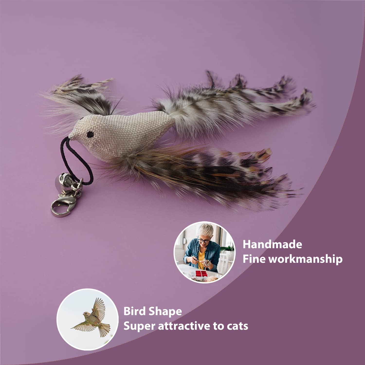FUPUSUN Update 2023 10 PCS Cat Feather Wand Toys With Bird & Butterfly for Indoor Cats and Kittens