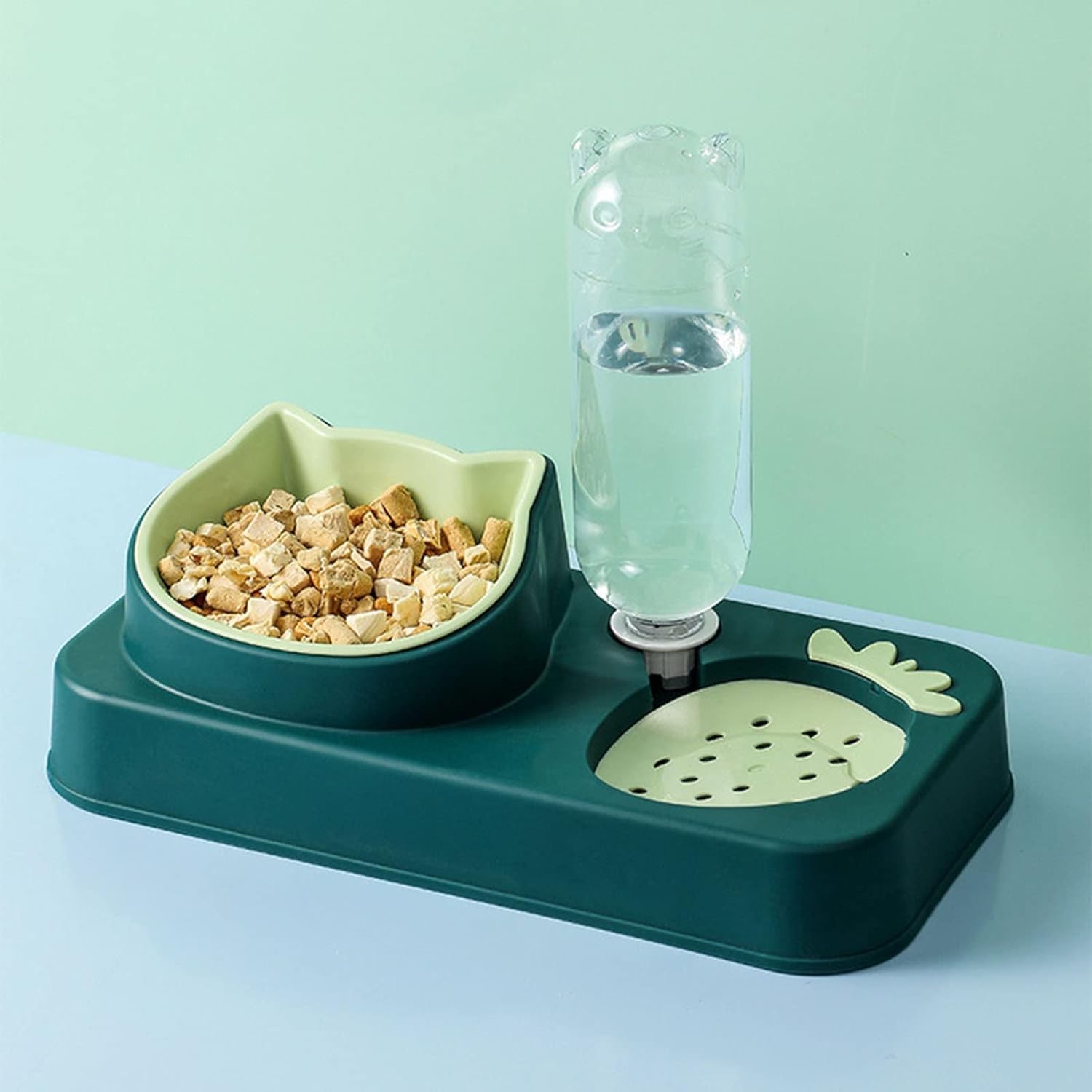 Kuber Industries Animal Feeding Plastic 2 In 1 Pet Bowls | Cat & Dog Bowl | Small/Medium Size Pet Feeding Bowl | NonToxic & 100