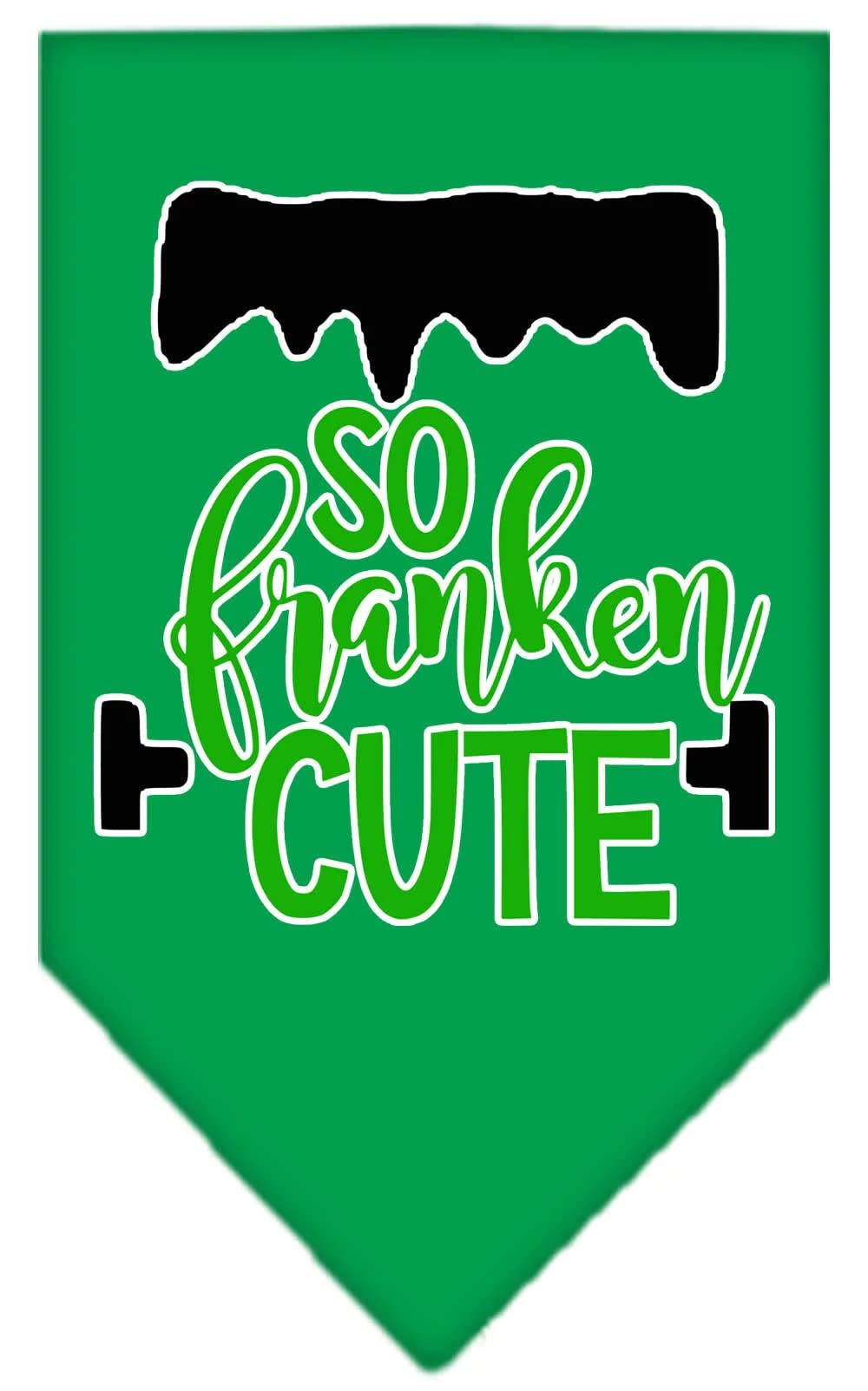 Halloween Pet and Dog Bandana Screen Printed, "So Franken Cute" Orange Small