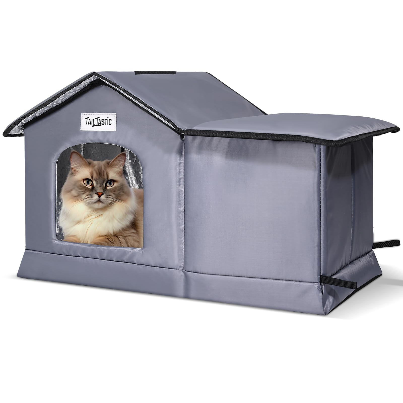 Tailtastic Weatherproof & Insulated Outdoor Cat House - Seamless Base Stays Dry,Easy Assembly, Warm Shelter for Community/Outdoo