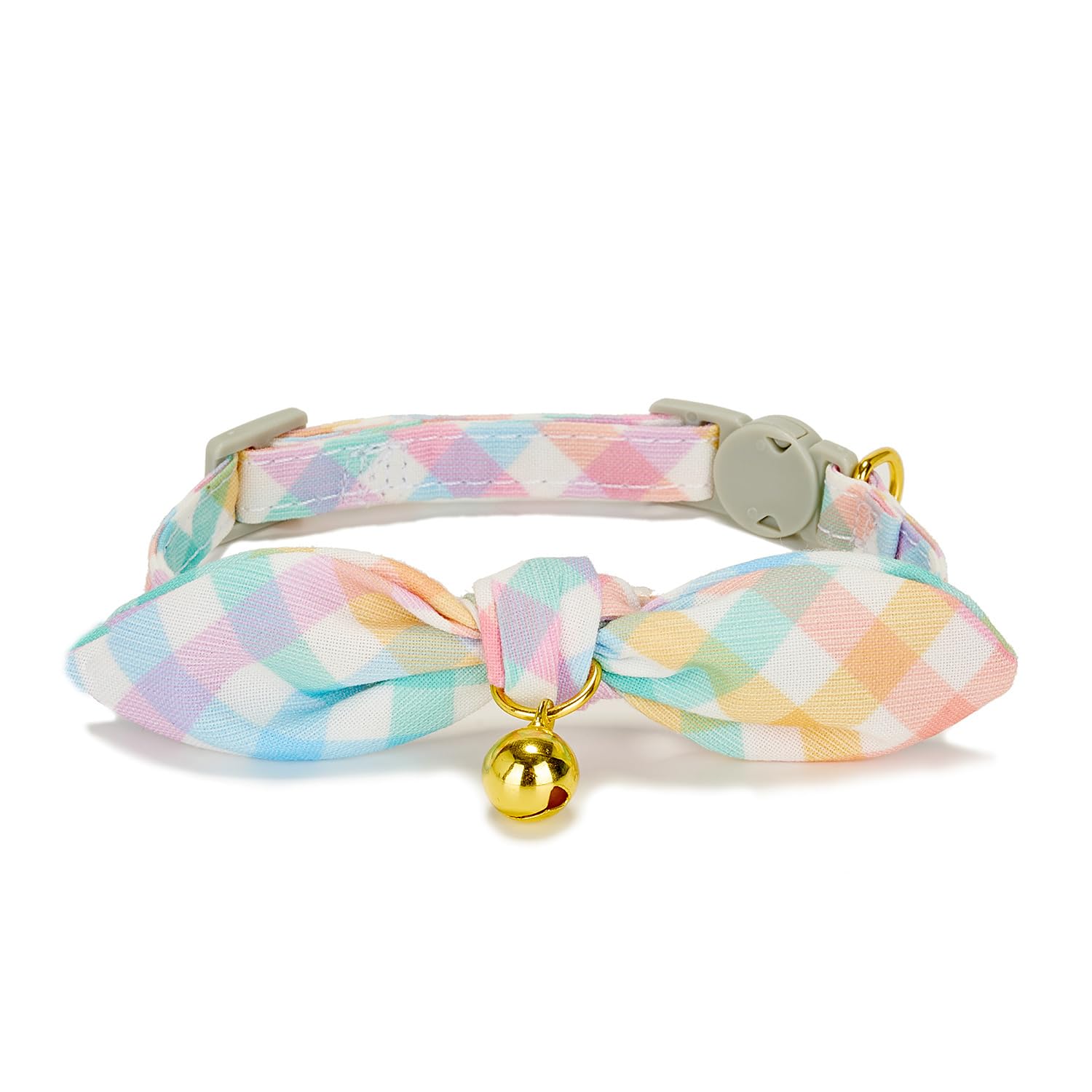 Yudote Bowtie Cat Collar With Bell, 2 Pack Cotton Breakaway Kitten Collars With Removeable Bow Stylish Cat Collars, Gradient Pla
