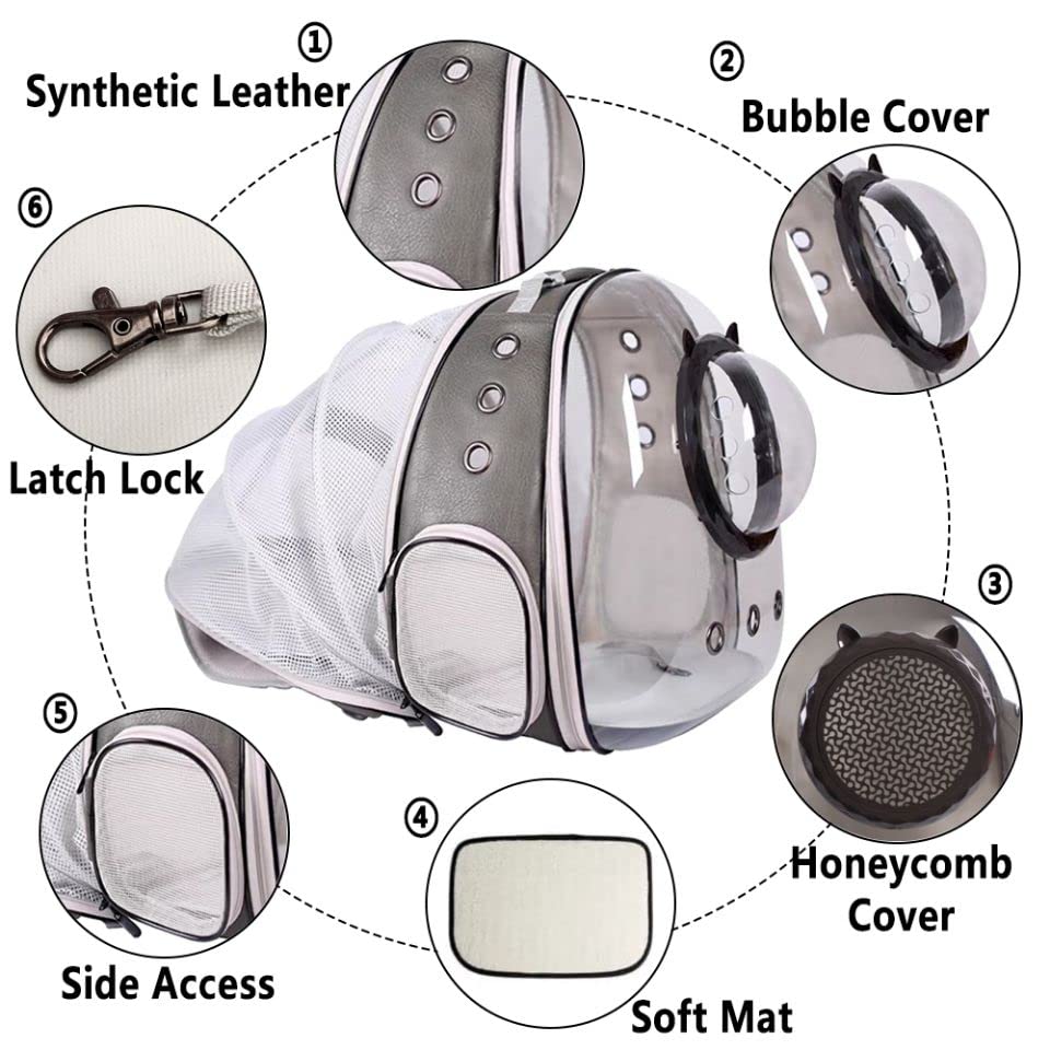 Expandable Cat Carrier Backpack, Backpack For Cats Kitten Small Puppy, Airline Approved Cat Bubble Backpack, Space Capsule Astro
