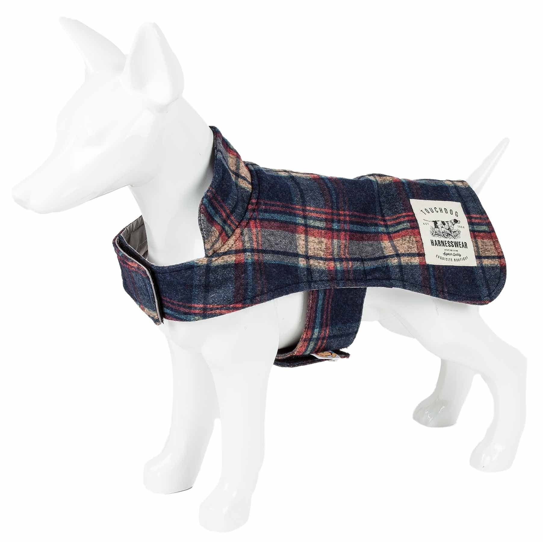 Touchdog  2-in-1 Tartan Plaided Dog Jacket with Matching Reversible Dog Mat - The Dog Coat Features Hook-and-Loop Closures and F