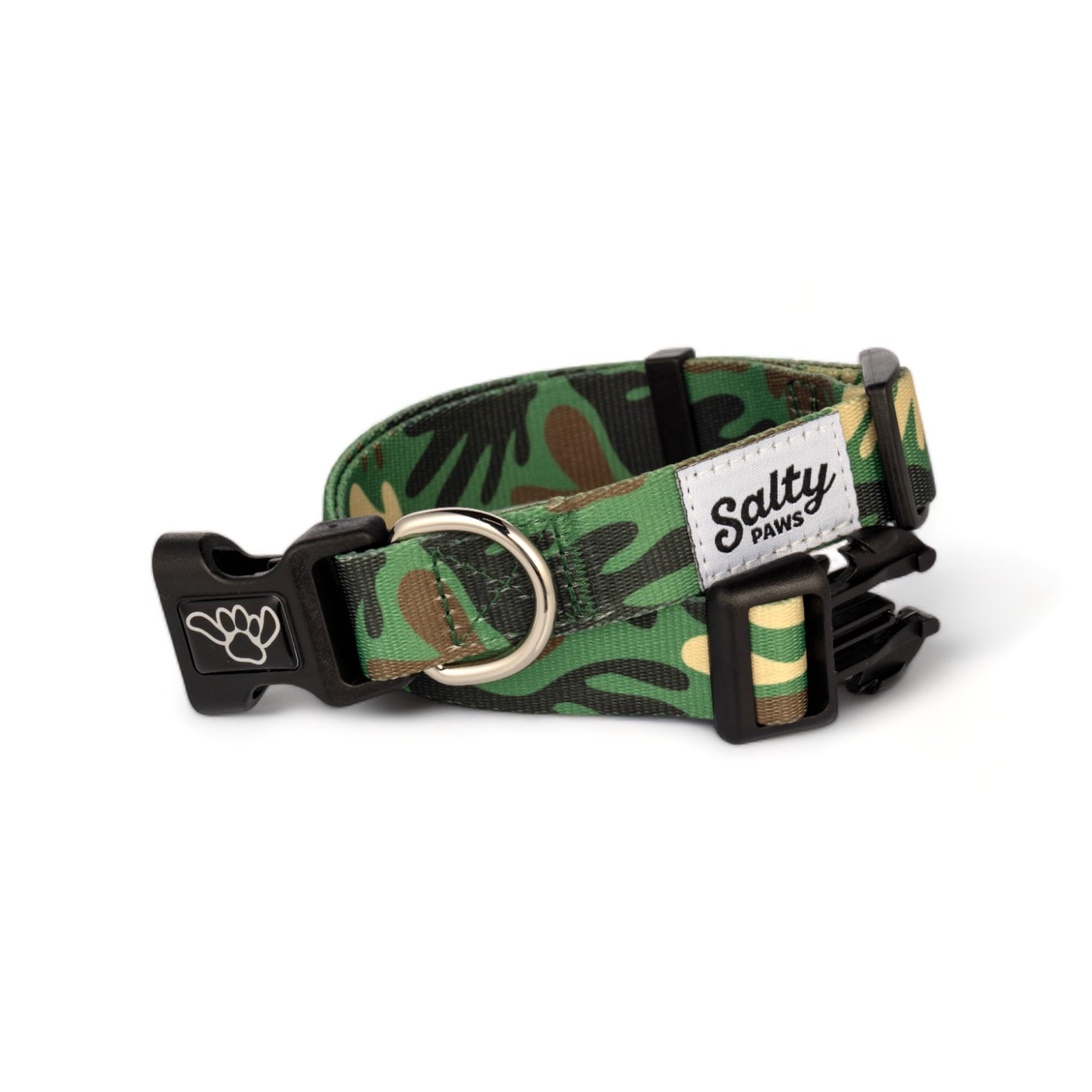 Shaka'S Salty Paws Boy & Girl Dog Collar Small Medium Large (Medium Dog Collar Adj. 14-20' For Dogs 25-50 Lbs, Green Camo)