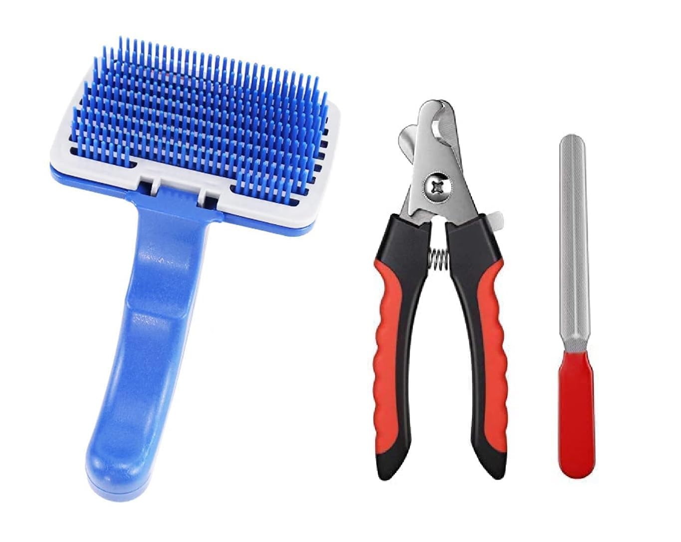 Kittupet Slicker Grooming Brush And Nail Cutter For Dogs And Cats, SpringLoaded SelfCleaning Feature, Remove Shedding Hai Dog