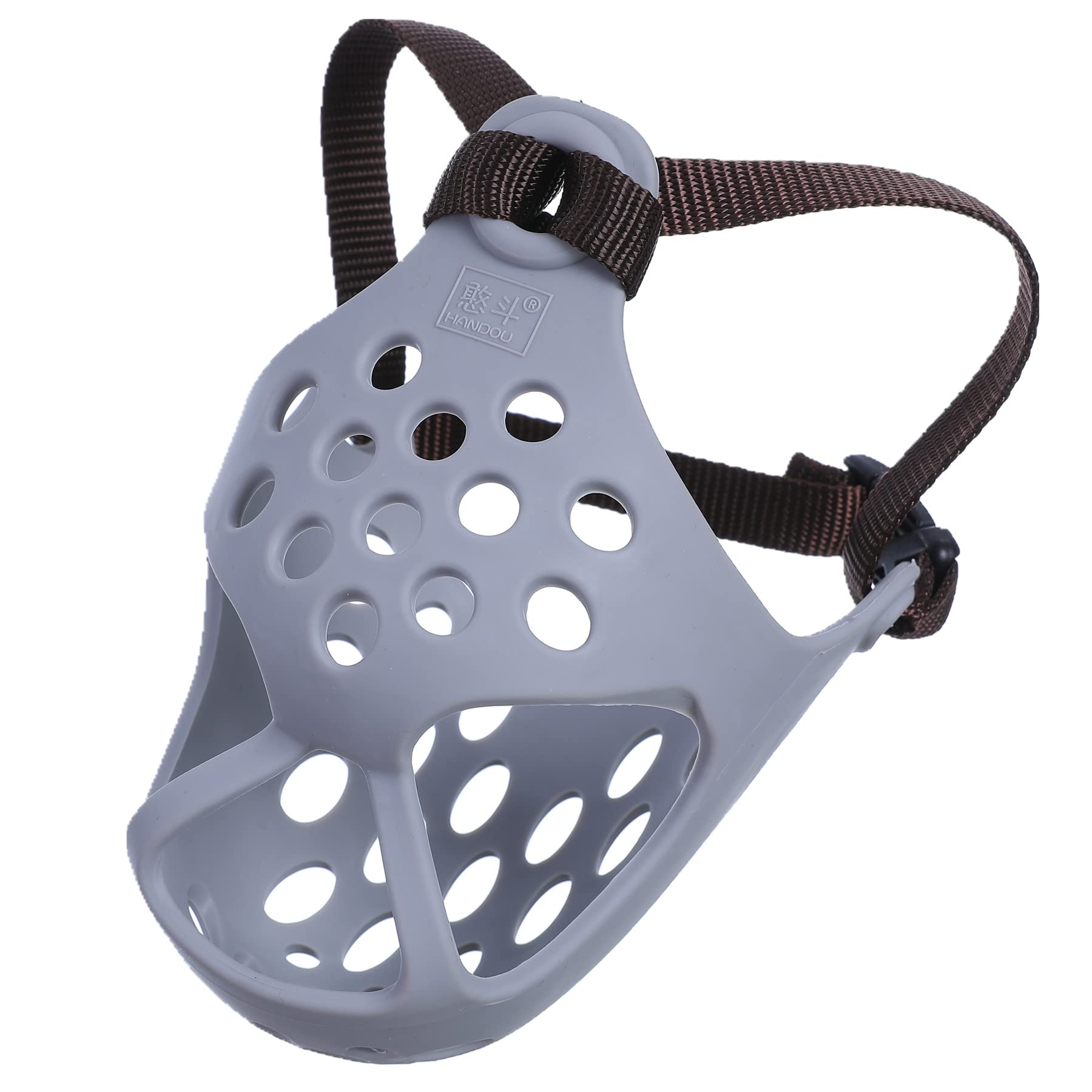Jyhy Short Snout Dog Muzzles,Soft Silicone Adjustable Breathable Bulldog Muzzle For Biting Chewing Barking Training,Ideal For Flat-Faced Dogs (Medium/13-15'(Pack Of 1), Grey)