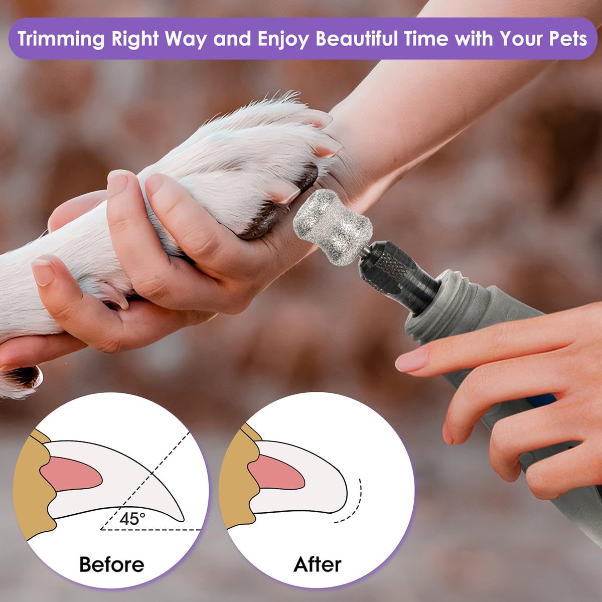Asozeer For Dremel Dog Nail Grinder - 1/8'' Diamond Pet Nail Grinder Attachment - Safe And Painless Nail Grinder Bits Won'T Pull