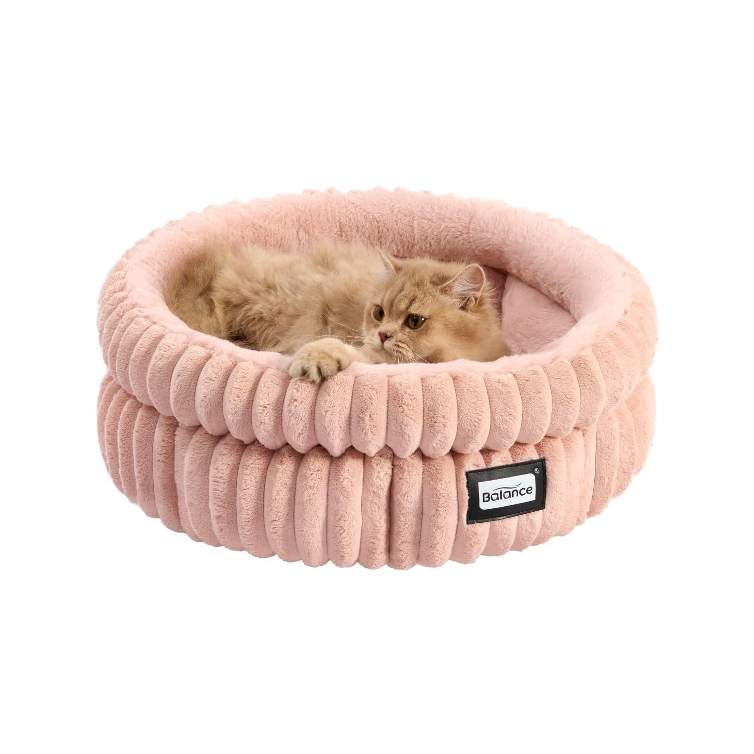 Balance Cat Bed Kitten Bed, Washable Round Cat Beds For Indoor Cats,Super Soft Plush Faux Fur Pet Bed For Puppy And Kitten With 