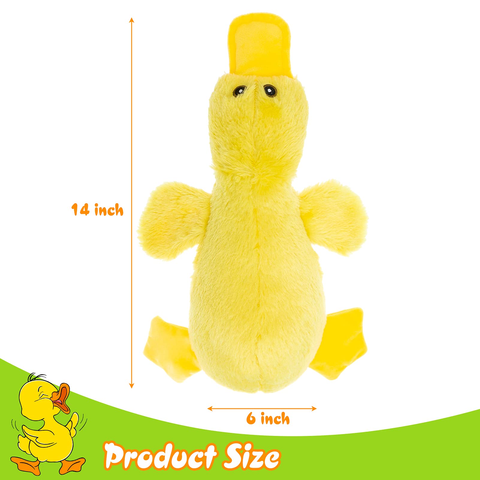 EXPAWLORER Plush Squeaky Duck Dog Toy - 14 Large Stuffed Soft Cute Duck, Best Birthday Gift Interactive Filled Chew Toys for Sma