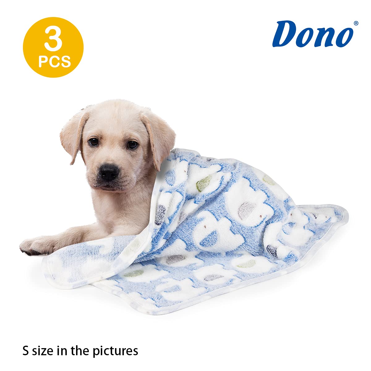Dono 1 Pack 3 Dog Blankets, Soft Fluffy Fleece Pet Blanket Warm Sleep Mat Paw Print Design Puppy Kitten Throw Blanket Doggy Mat, Blanket For Dogs