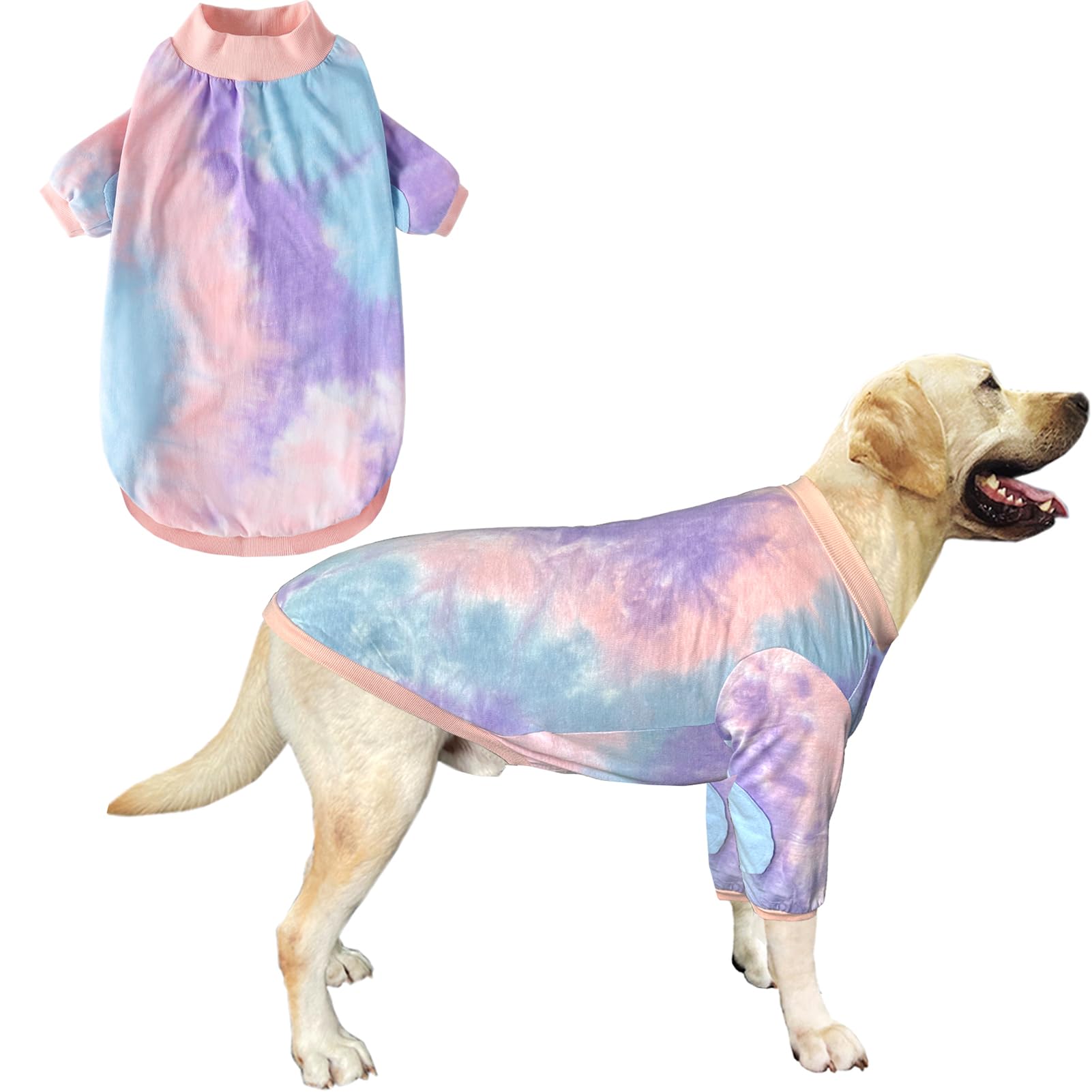 PriPre Tie Dye Dog T Shirt for Extra Large Dogs Breathable Cotton Dog Shirt Dog Pajamas Big Dogs Boy Girl Tiedye 2XL