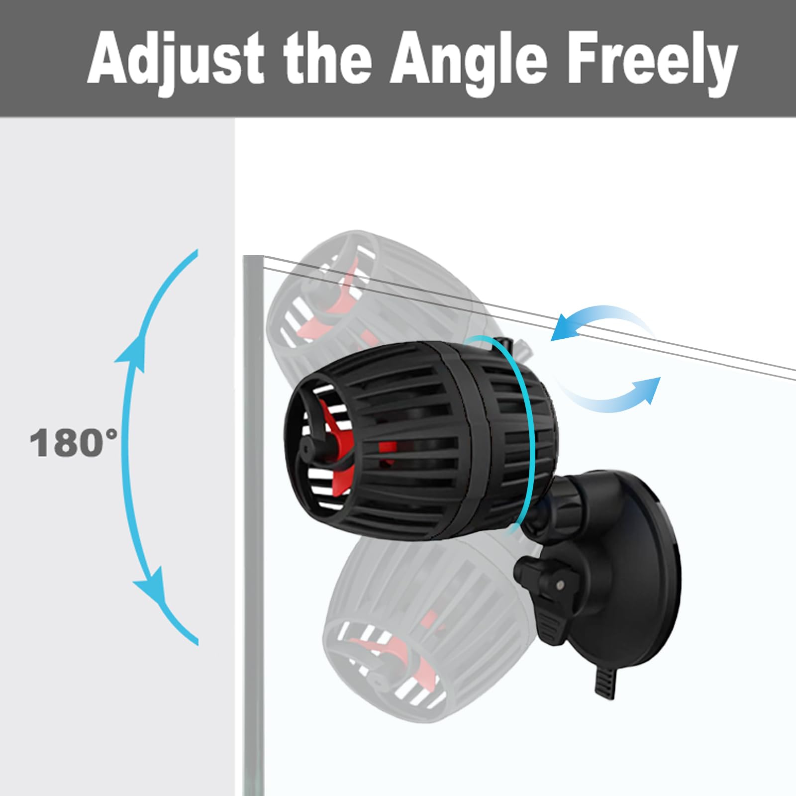 Carefree Fish Aquarium DC12V 10W Wave Maker 4 Level Adjustable Flow Rate Powerhead 1500Gph Wave Pump for 10~60Gal Freshwater and