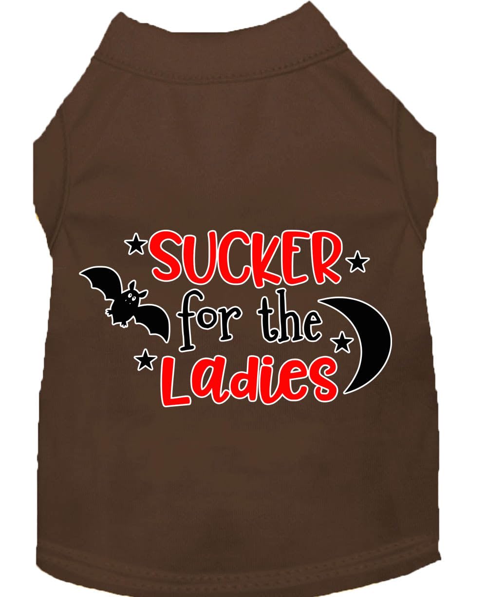 Pet Dog & Cat Shirt Screen Printed, "Sucker For The Ladies" Brown 3XL (25-35 lbs.)