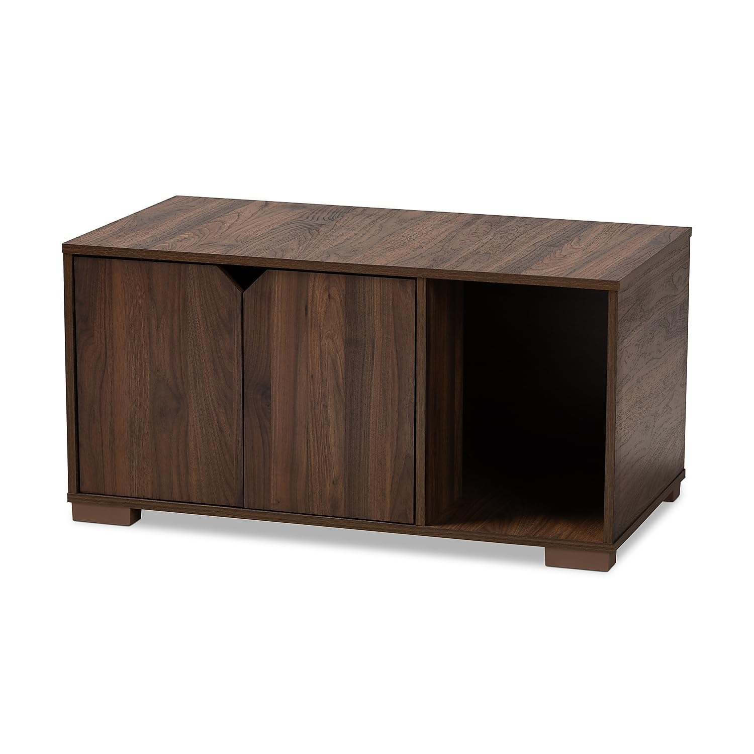 Baxton Studio Jasper Cat Litter Box Cover House, Walnut (157-9544-HiT)