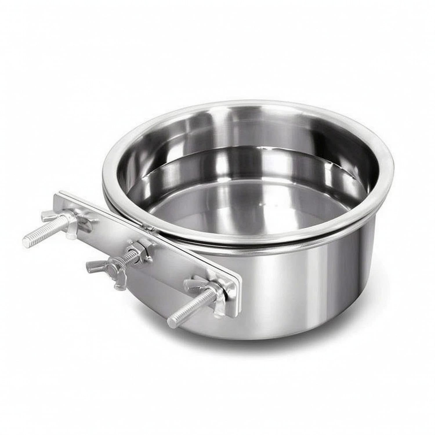 Zoomella Stainless Steel Dog Food Bowl With Holder Hanging Pet Food Bowl With Holder ScrewOn Feeding Dish For Dogs, Young Dogs,