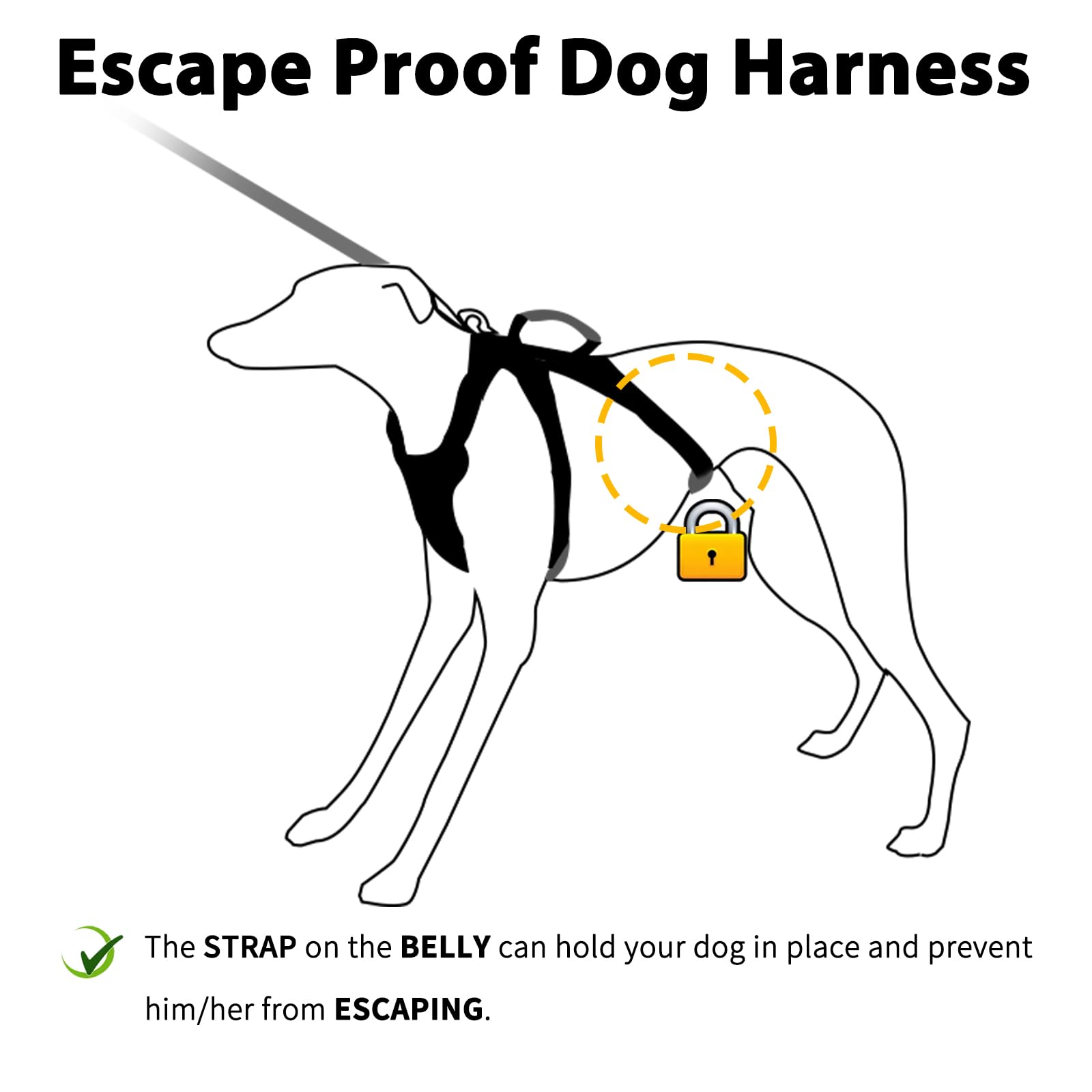 Huntboo Escape Proof Dog Harness, Escape Artist Harness, Fully Reflective Vest With Padded Handle, Breathable,Durable, Adjustabl