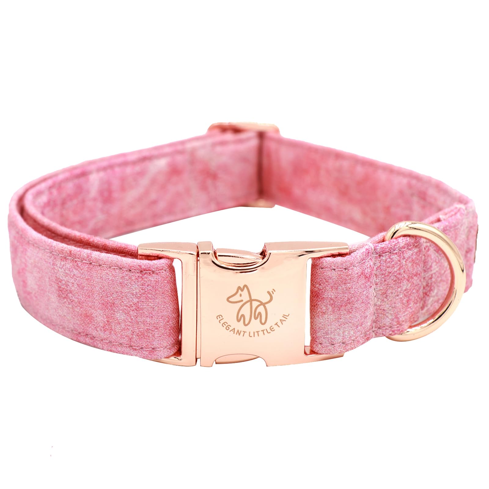 Elegant Little Tail Dog Collar - Pink Print Cotton Pet Collar With Metal Buckle For Large Dogs