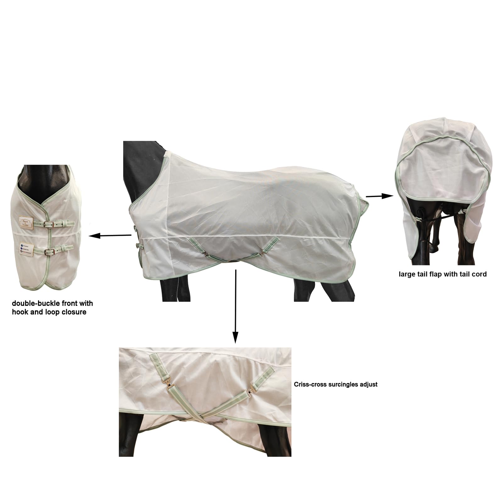 BARN & STABLE Breathable and Tear-Resistant Horse Fly Sheet with UV Protection Equine Summer Sheet Horse Fly Blanket with Remova
