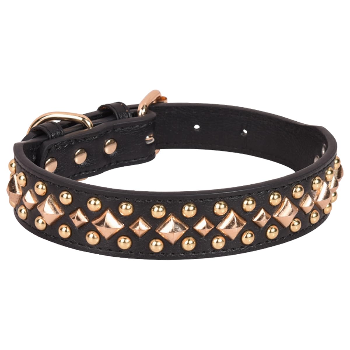 Serijoars Spiked Dog Collar Soft Pu Leather Mushrooms Rivet Spike Studded Dog Collar Adjustable Puppy Collars (S, Black3)