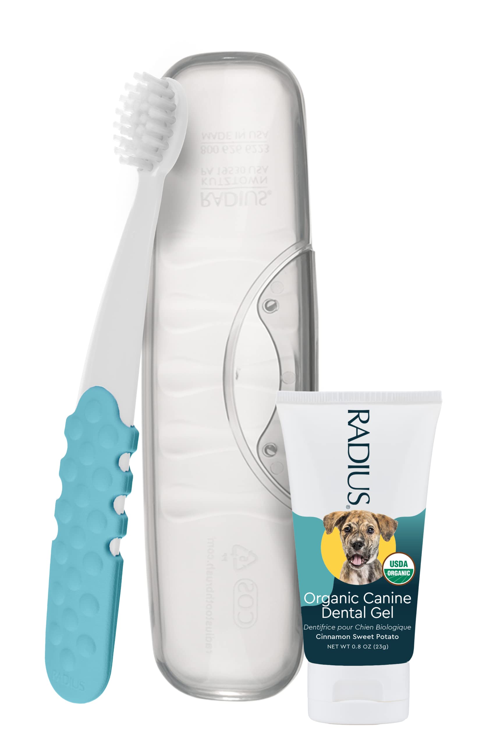 RADIUS USDA Organic Dental Solutions Puppy Kit 2 Units, Kit Includes 1 Dog Toothbrush & 1 0.8oz Toothpaste, Ultra Soft Bristle &