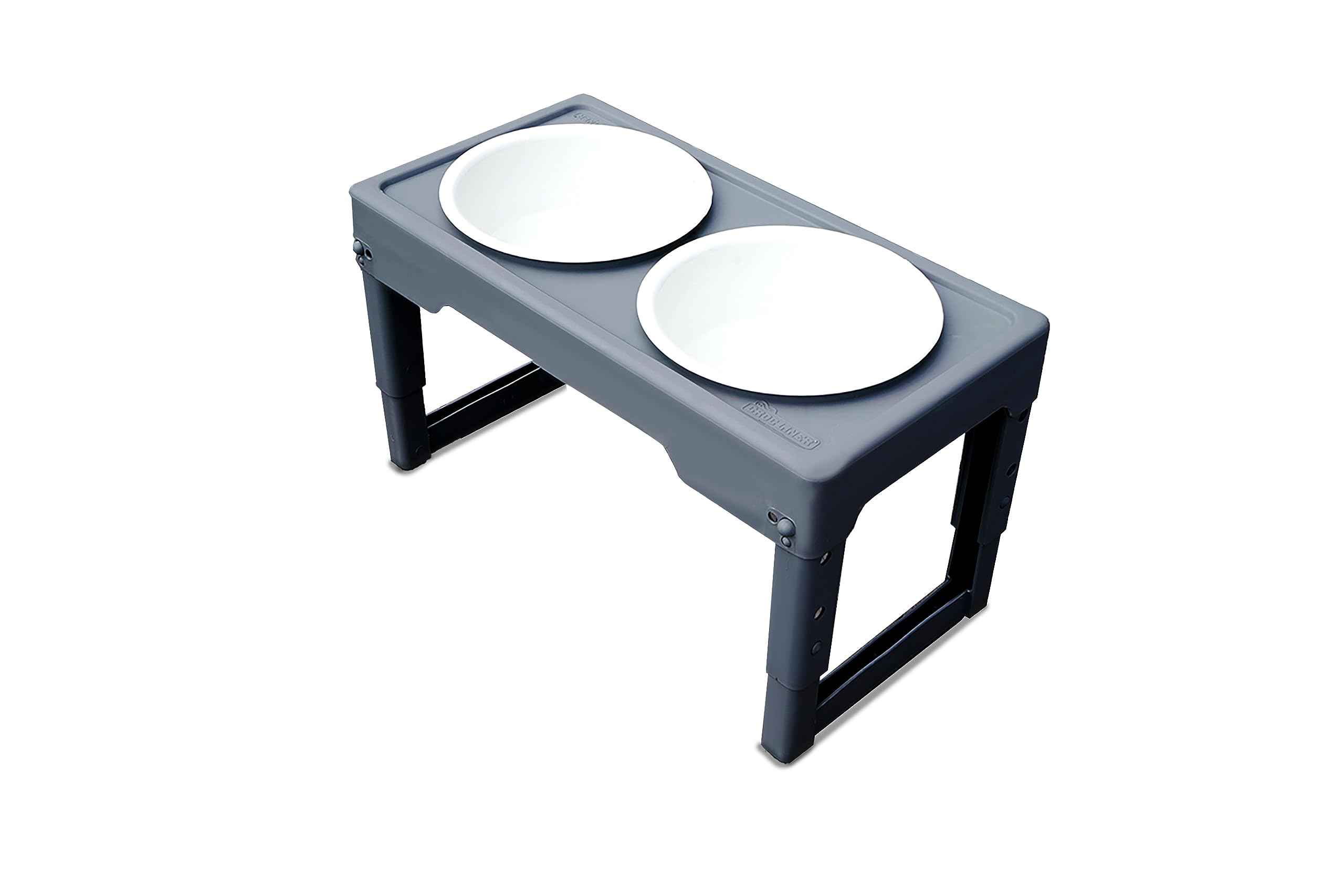 Croc Liner Adjustable Elevated Pet Bowl Stand With Bowls - Suitable For Dogs And Pets Of Various Sizes - 4 Height Options (3'', 