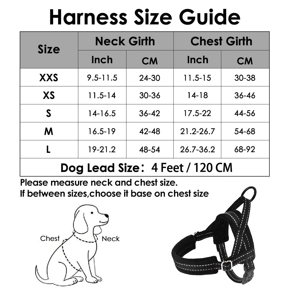 SlowTon No Pull Dog Harness & Leash Set, Medium, Nylon, Reflective, Adjustable, Black
