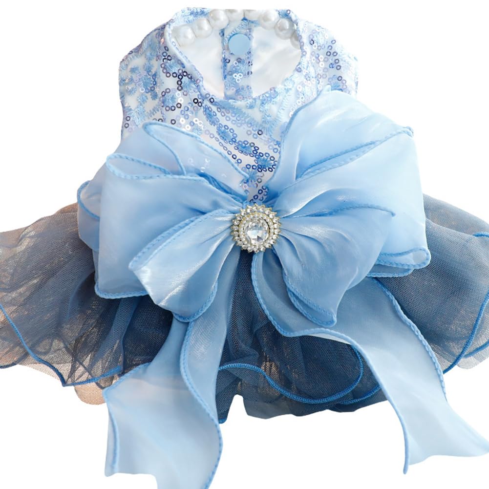 Marupet Fashion Sweet Puppy Dog Blingbling Princess Skirt Pet Dog Lace Cake Camisole Tutu Dress E-Navy M