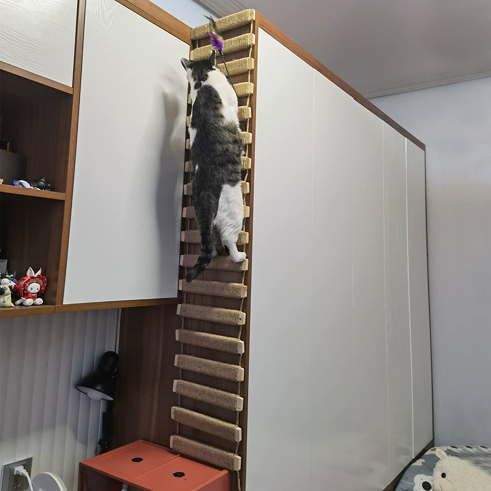Agricue Cat Bridge Cat Climbing Frame Bridge Use For Cat Cage Sisal Rope Cat Ladder Pet Furniture Cat Step Scratcher Post Kitten Toys Cat Tree Tower