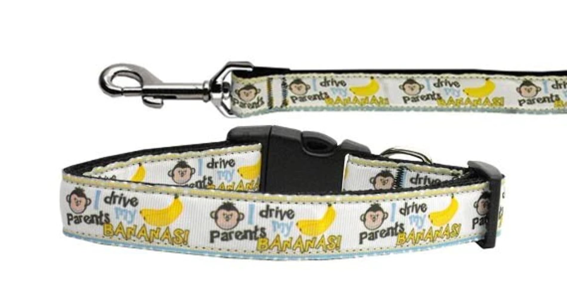 Pet Dog & Cat Nylon Collar or Leash, "Monkey Madness" 1" w x 6 ft. leash