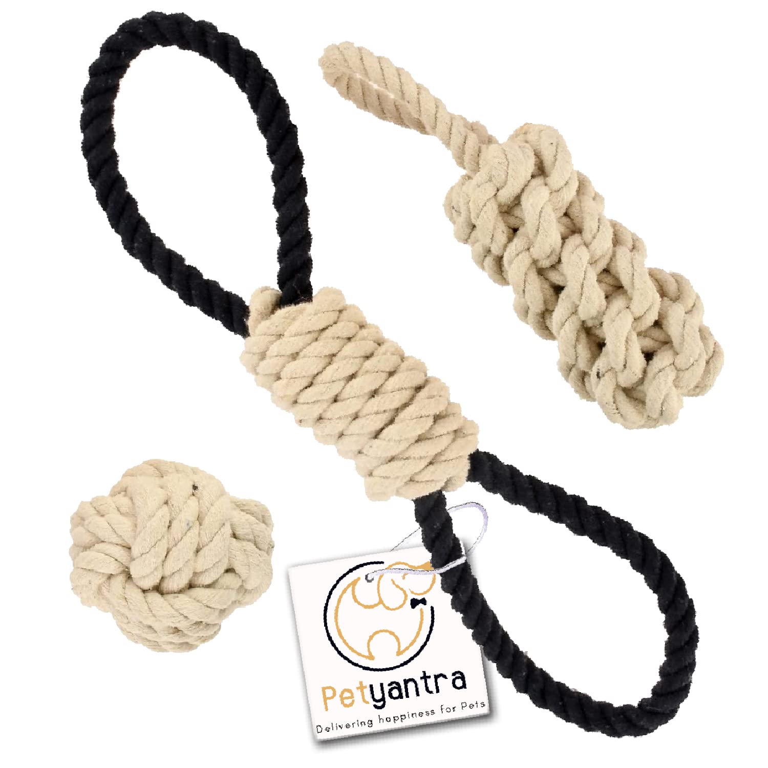 Attractive Cotton Poly Mix Chew Teething Durable Combo Of 3 Dog Toys Twisted Rope For Adult And Small Dogs For Teething Suitable