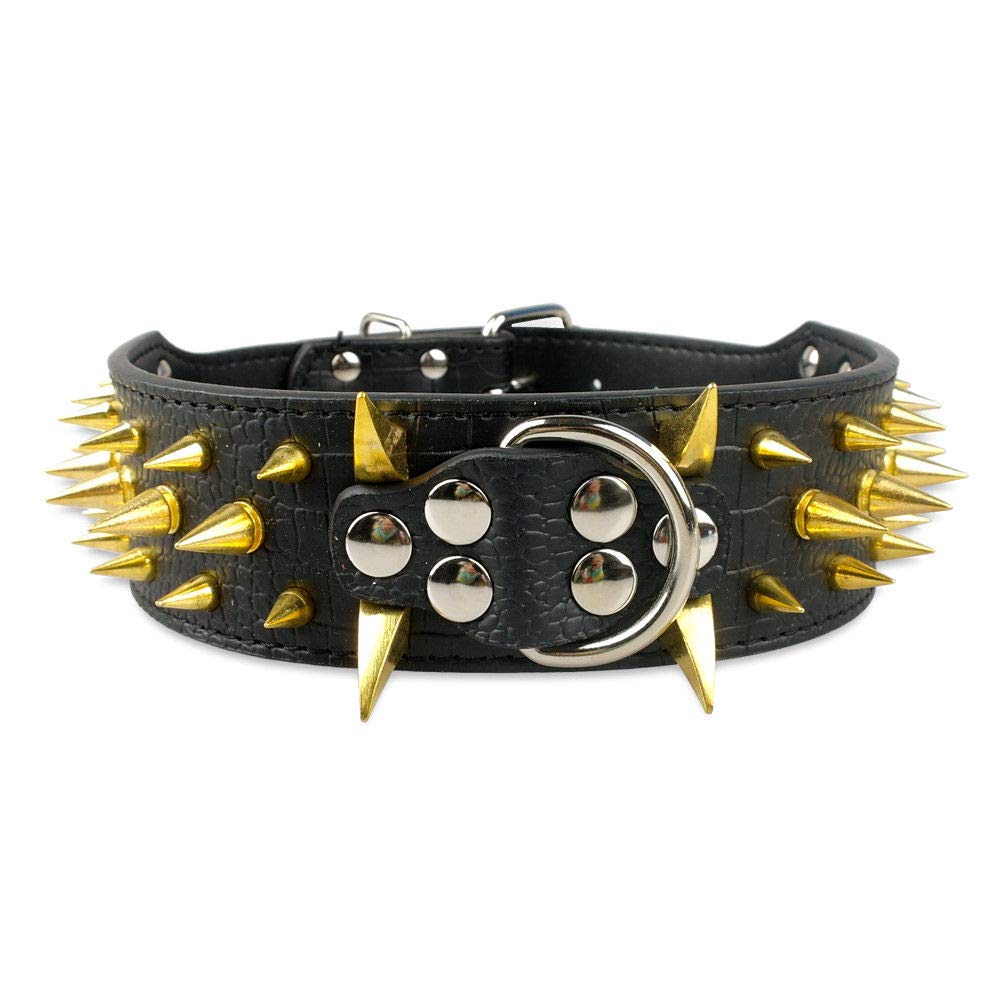 Serijoars Spiked Studded Dog Collar, Pu Leather Dog Collar, Adjustable Pet Collars For Medium Or Large Breed Pet (Xl, Black4)