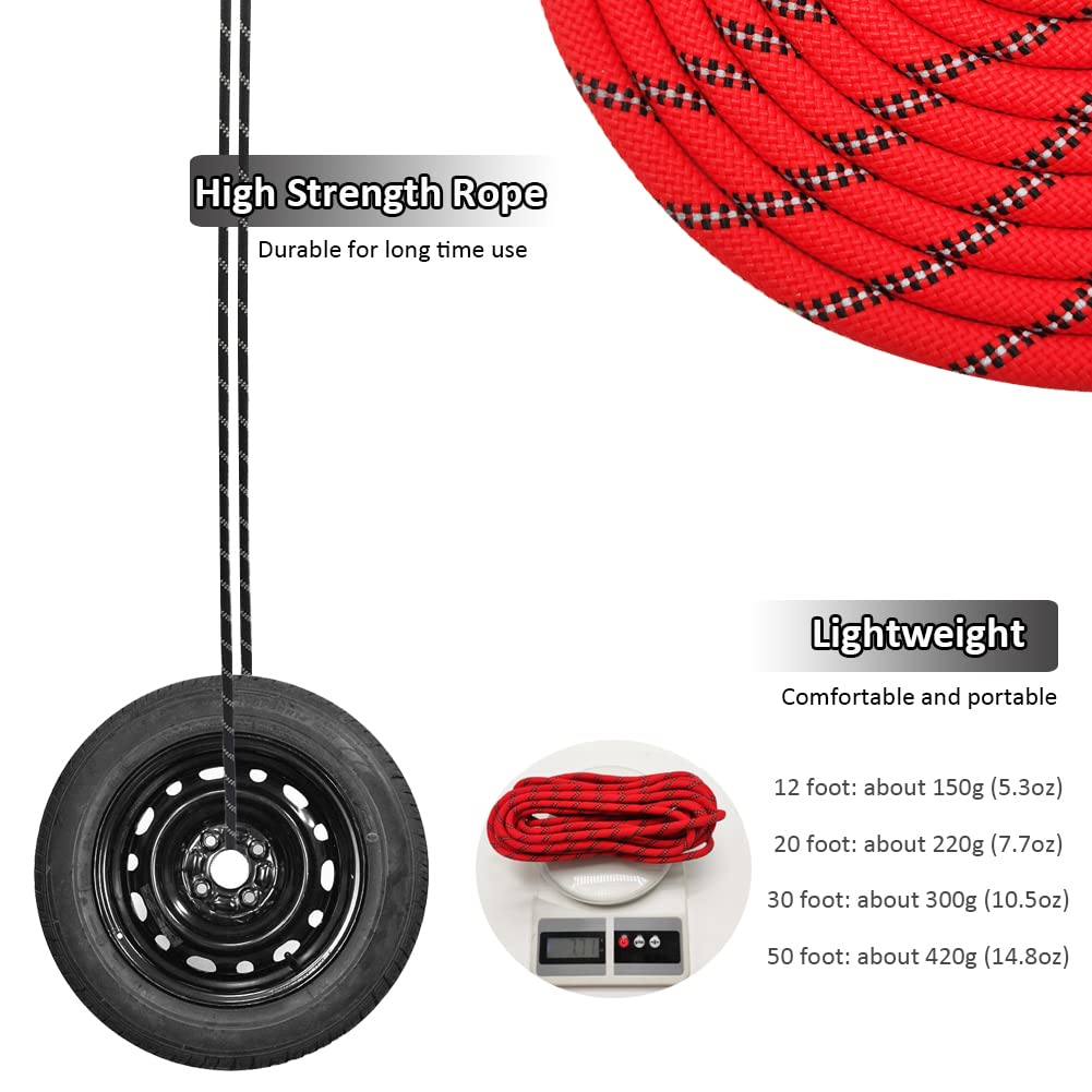 Sepxufore Reflective Long Slip Lead Dog Leash Anti-Choking 12 Ft/20 Ft/30 Ft/50 Ft Rope Training Leash For Medium Dogs Small Puppy Pets (30Ft, Red)