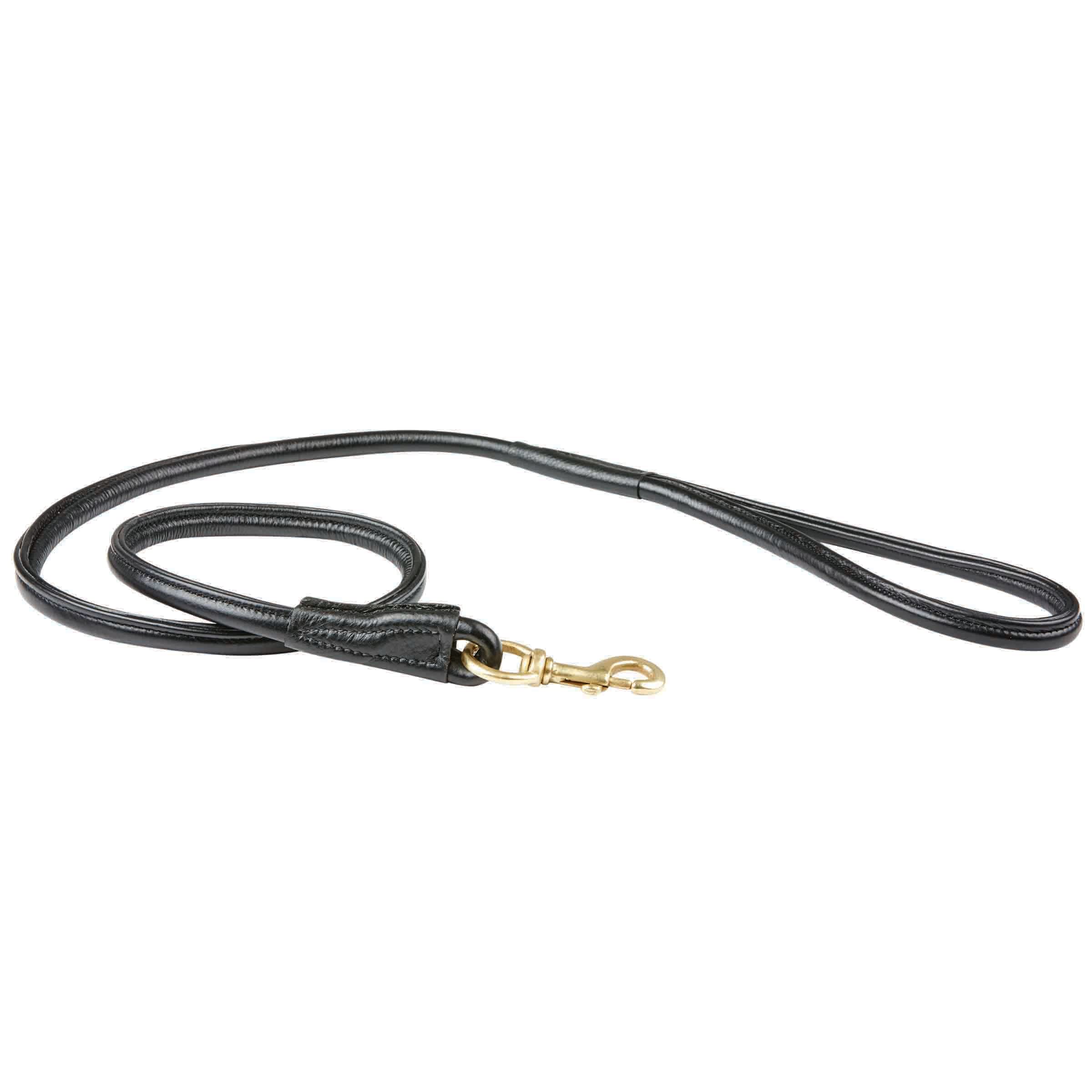 Weatherbeeta Rolled Leather Dog Lead, Black, Medium