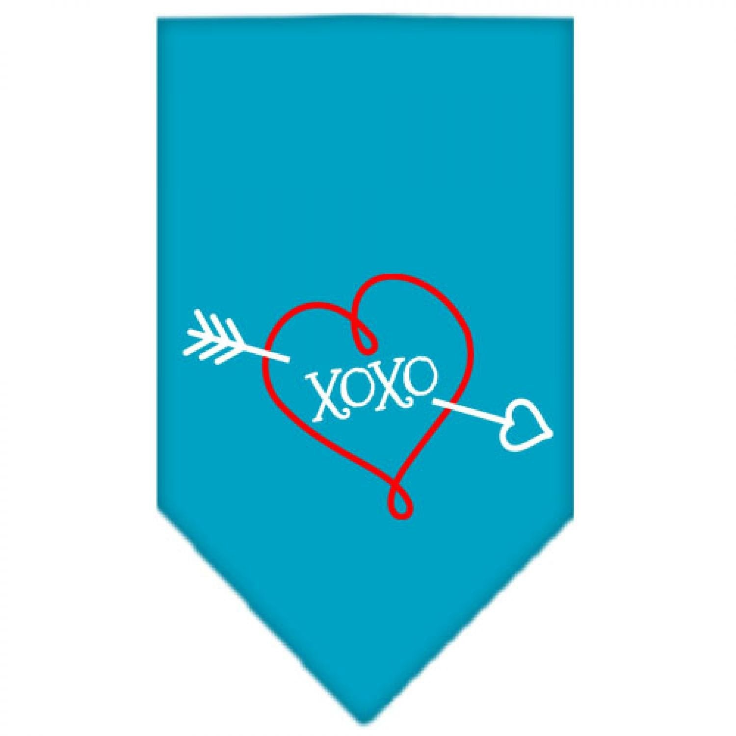 Pet and Dog Bandana Screen Printed, XOXO Turquoise Large