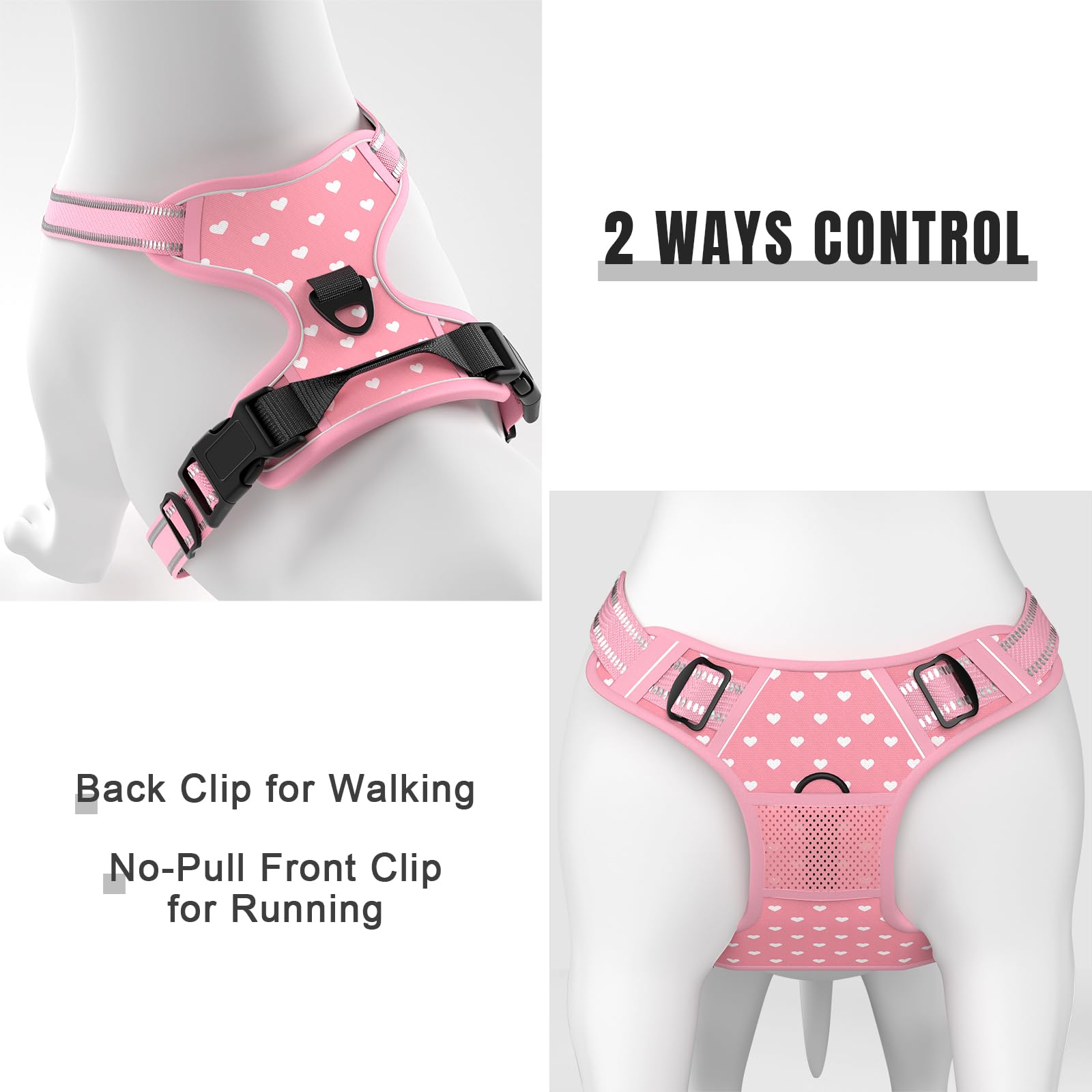 Rnivvi No Pull Dog Harness, Cute Reflective Small Sized Puppy Kitten Harness, Adjustable Soft Padded Vest for Small Dogs, Cats,