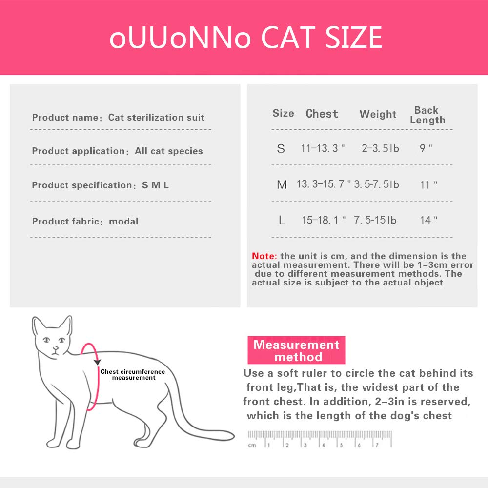Ouuonno Cat Wound Surgery Recovery Suit For Abdominal Wounds Or Skin Diseases, After Surgery Wear, Pajama Suit, E-Collar Alternative For Cats (S, Blue)