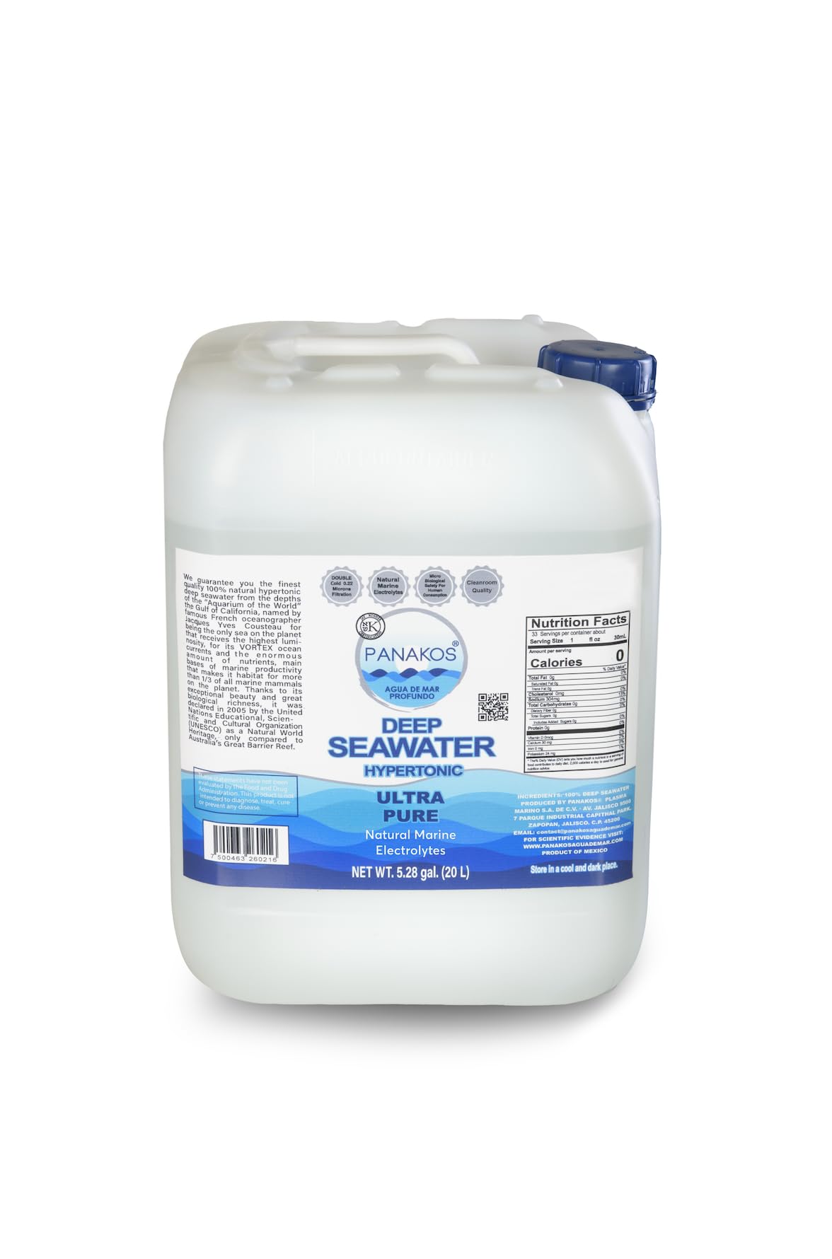PANAKOS DEEP SEAWATER HYPERTONIC 5.28 Gallon