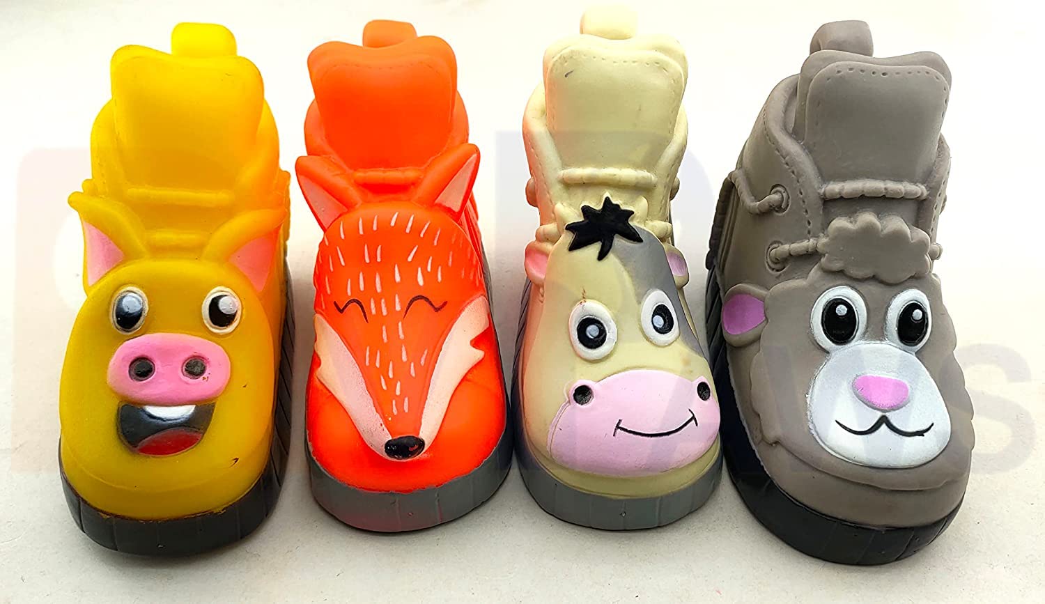 Pups&Pets Squeaky Toys for Puppy, Shoe Shaped Teething, Dog Chew 4.5 Inch Dogs Squeaker Latex Rubber Soft Ball Chewing Teething 