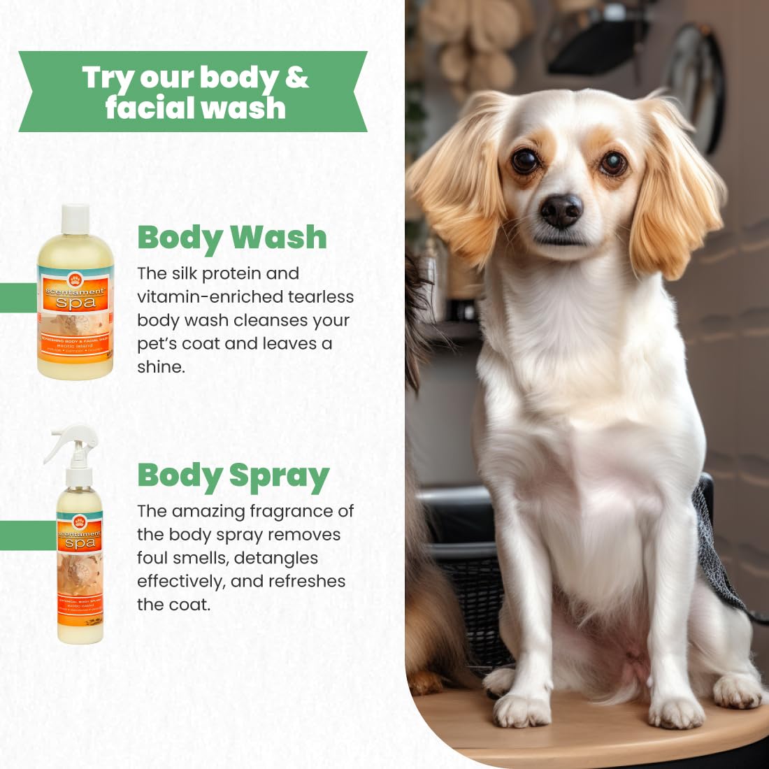 Best Shot Scentament Spa Botanical Body Splash, Detangler Spray, Hypoallergenic Body Spray for Pets, Cat and Dog Cologne Spray,