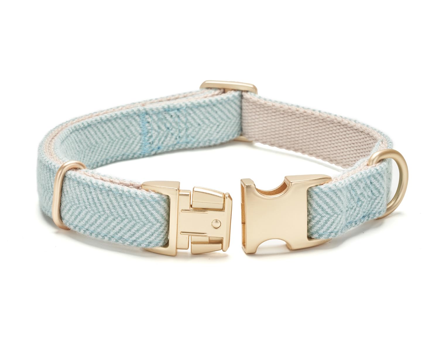 YUDOTE Soft Cotton Hemp Dog Collar with Metal Buckle Adjustable Twilled Dog Collars for Small Medium Large Dogs(Blue,Medium)