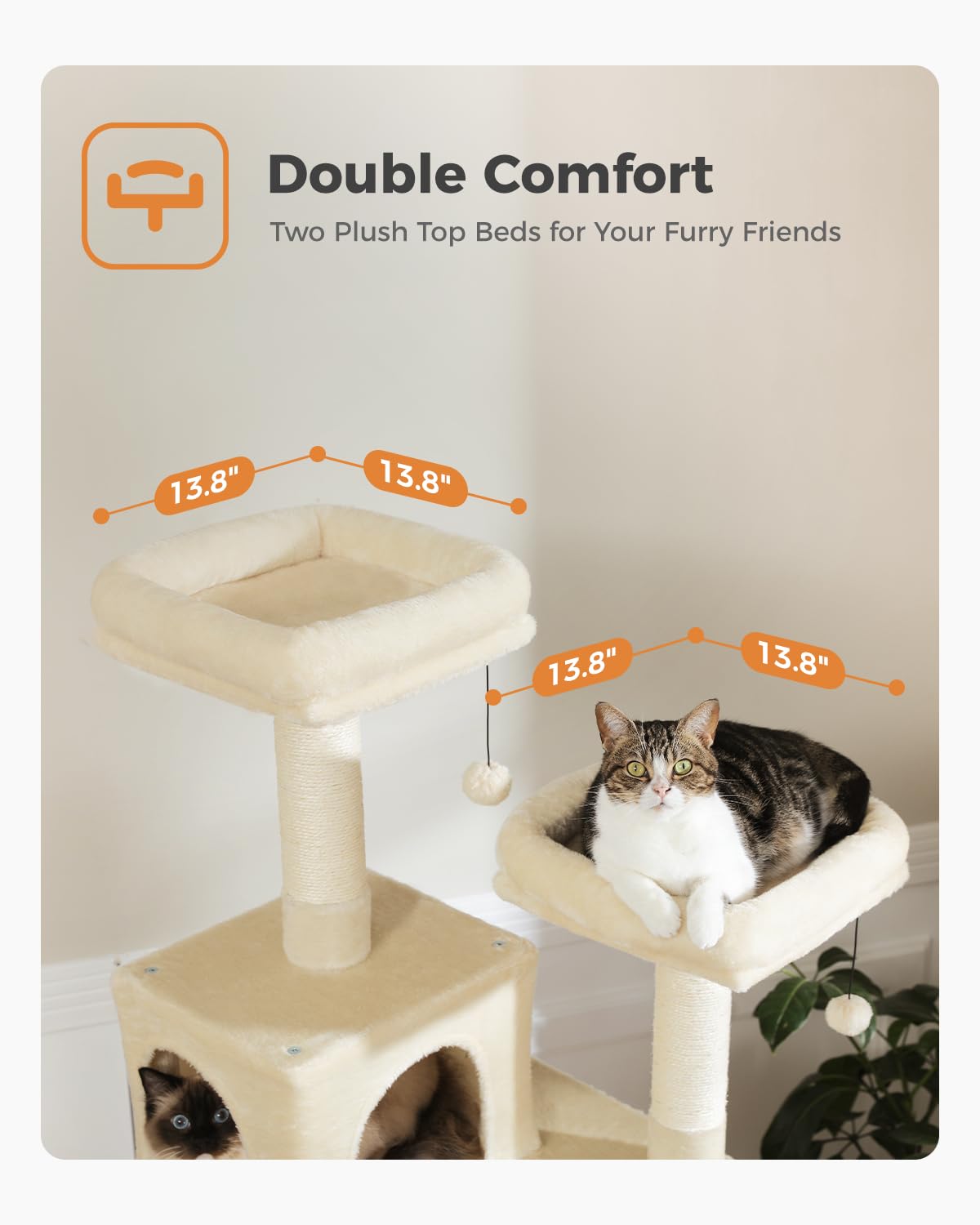 Muttros Tall Cat Tree 70.9'', Large Cat Tower For Indoor Cats, Multi-Level Plush Cat Condo With 6 Scratching Posts, 2 Scratching