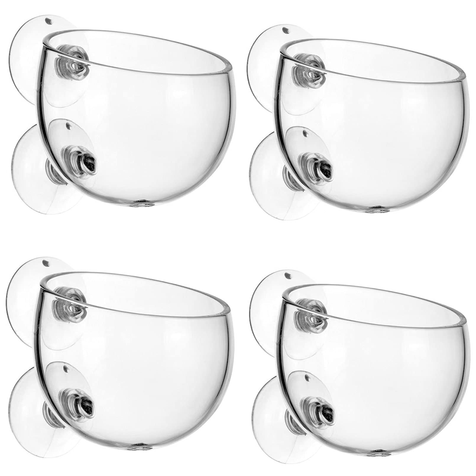 Tfwadmx Aquarium Plant Holder Plant Pot Aquarium Decor Crystal Glass Aquatic Plant Cup With Suction Cups For Fish Tank Aquascape Decoration (4 Pack)