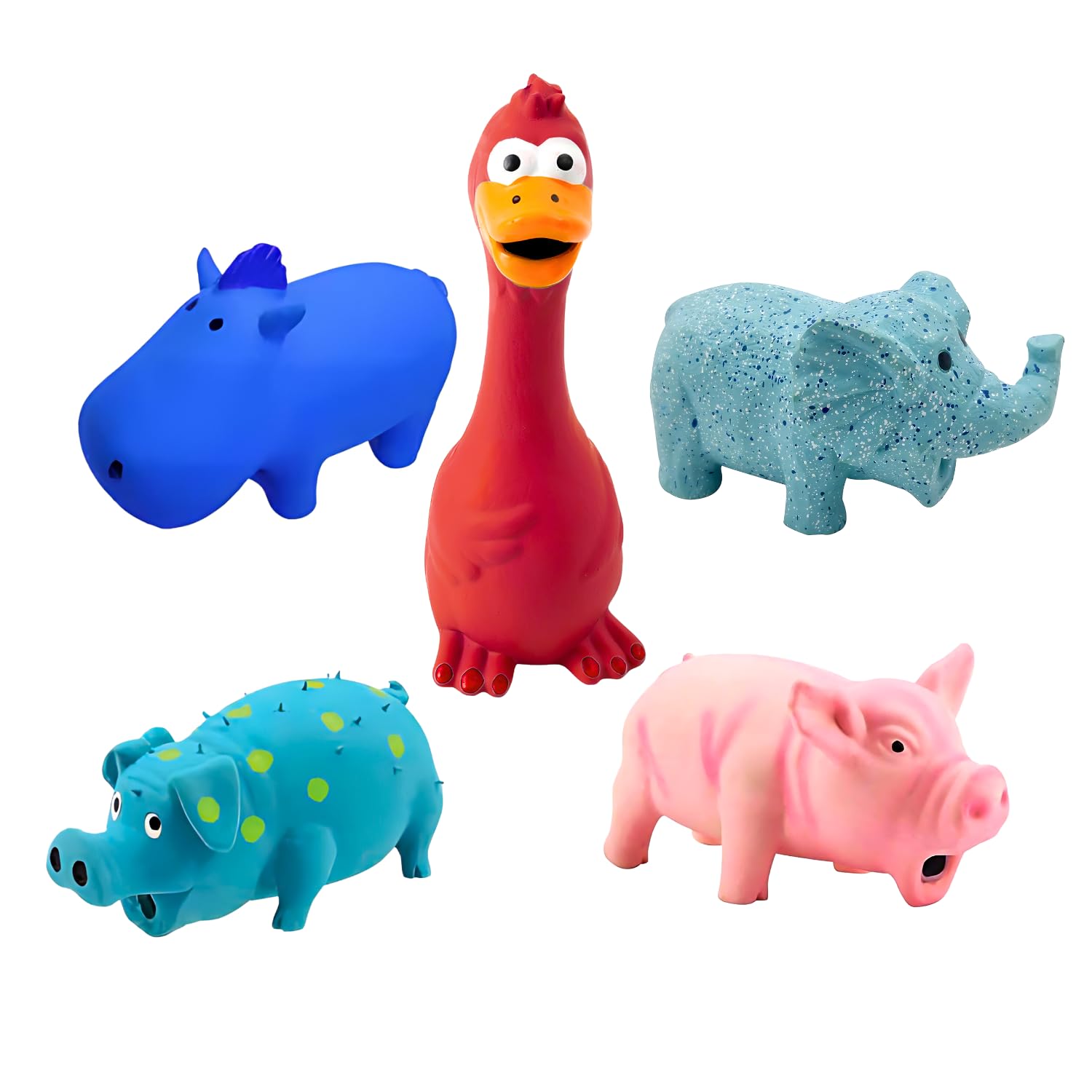 ROYALE DOG Squeak Dog Toys (Assorted, Pack of 5) No Stuffing with Soft Squeaker | Large Soft Plush Squeaky Dog Chewing & Teethin