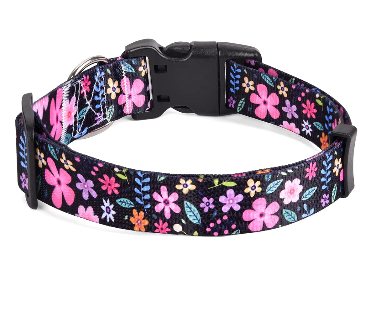 Mihqy Dog Collar With Bohemia Floral Tribal Geometric Patterns - Soft Ethnic Style Collar Adjustable For Small Medium Large Dogs(Floral,Xs)